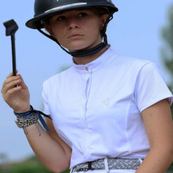 Polo concours équitation femme manches courtes Kevin Staut Collection blanc - Le Paturon