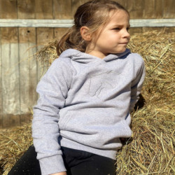 Sweat équitation enfant à capuche Kevin Staut Collection gris - Le Paturon