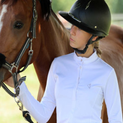 Polo concours équitation enfant fille manches longues Kevin Staut Collection blanc - Le Paturon
