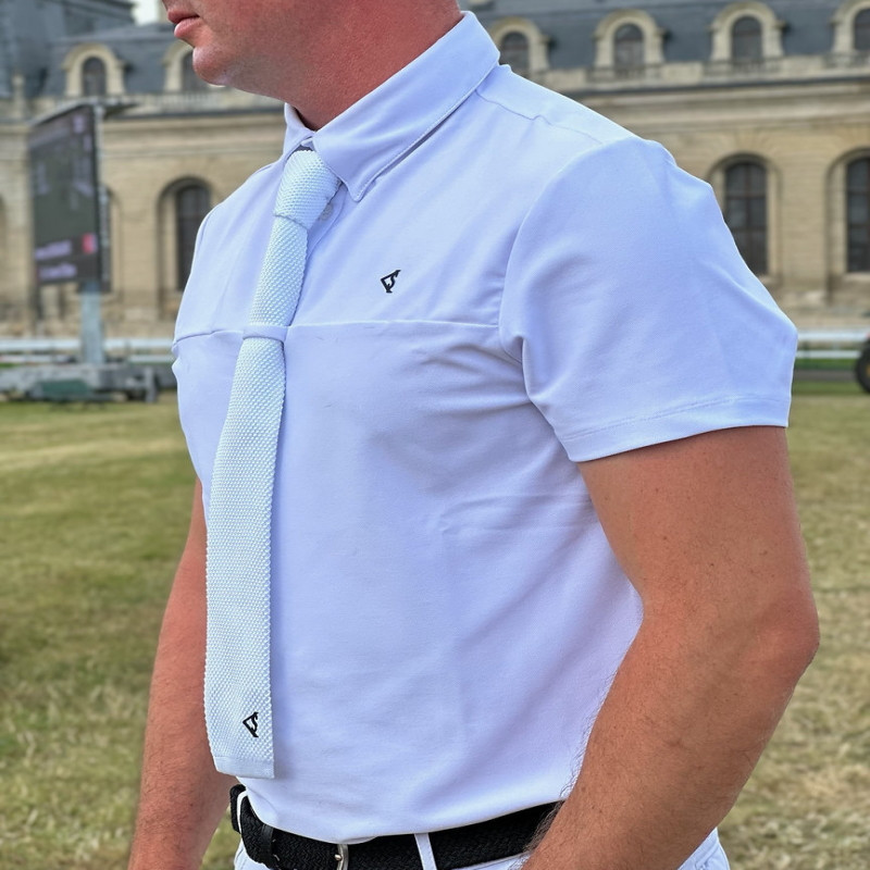 Polo concours équitation homme manches courtes Kevin Staut Collection blanc - Le Paturon