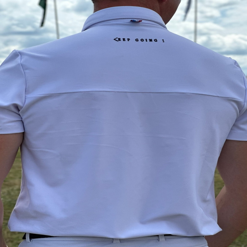 Polo concours équitation homme manches courtes Kevin Staut Collection blanc - Le Paturon