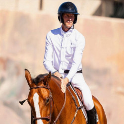 Polo concours équitation homme manches longues Kevin Staut Collection blanc - Le Paturon