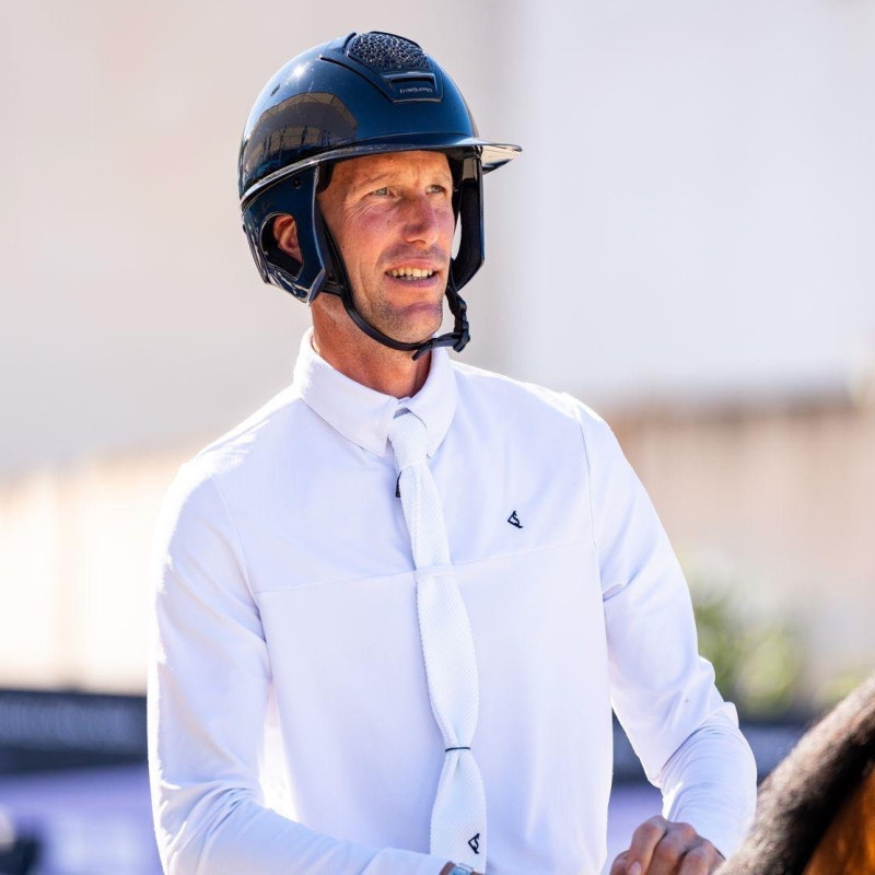 Polo concours équitation homme manches longues Kevin Staut Collection blanc - Le Paturon