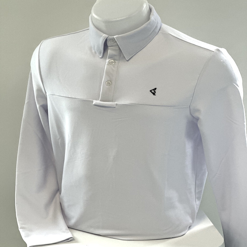 Polo concours équitation homme manches longues Kevin Staut Collection blanc - Le Paturon