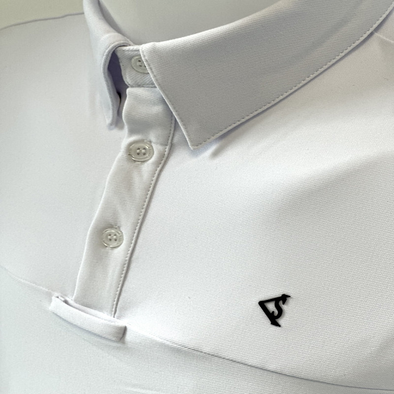 Polo concours équitation homme manches longues Kevin Staut Collection blanc - Le Paturon