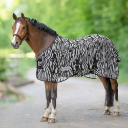 Couverture anti-mouche cheval Zebra Waldhausen noir blanc - Le Paturon