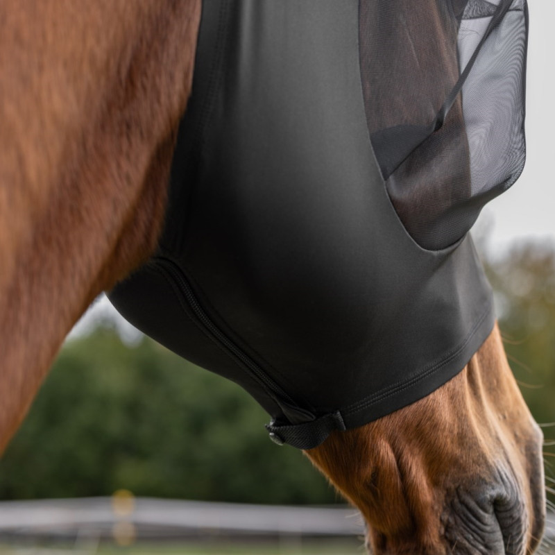 Masque anti-mouche cheval FinoStretch Zipper Noir - Le Paturon