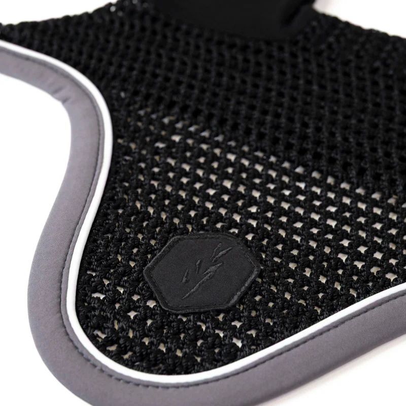 Bonnet anti-mouche cheval Dynax Pro-Confort Horsewear noir gris - Le Paturon