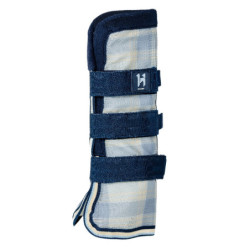 Guêtres anti-mouche anti-uv cheval Newmarket Horseware carreaux bleu