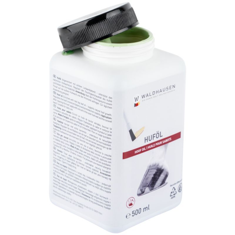 Huile pour sabots à l'huile de laurier Waldhausen - Huile sabot cheval avec pinceau 500ml - Le Paturon