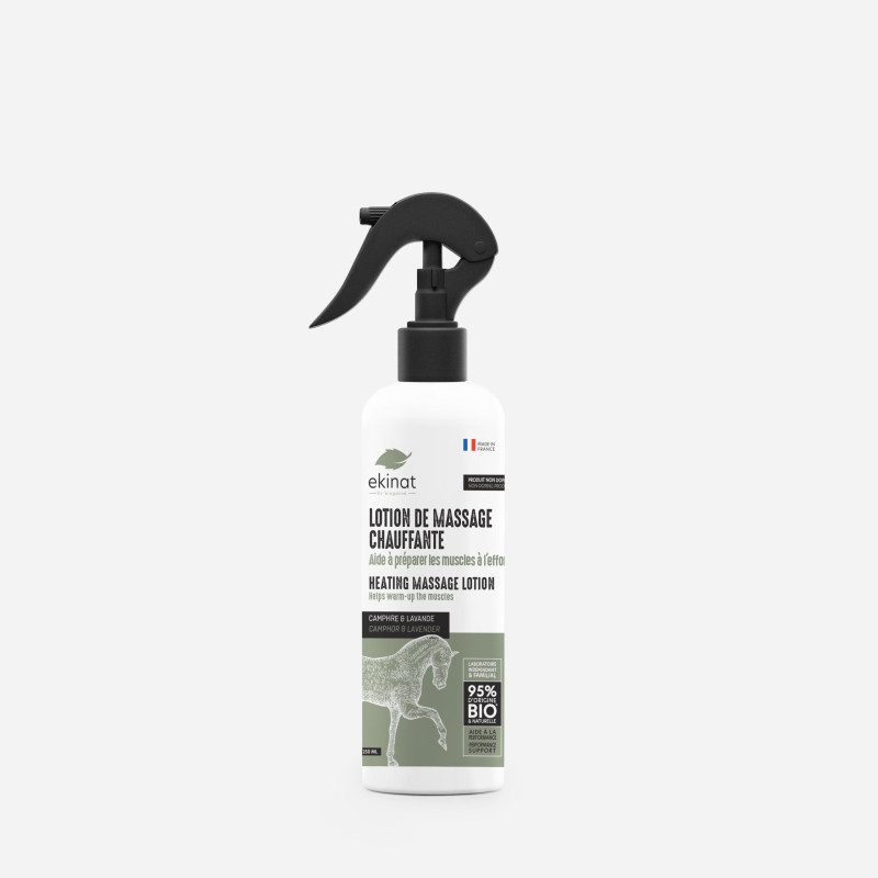 Lotion de massage chauffante Ekinat - Lotion massage cheval 250ml - Le Paturon