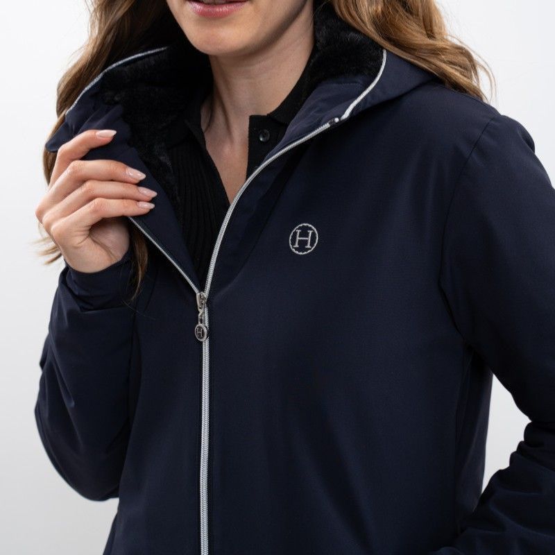 Veste équitation femme longue Abby Harcour marine - Le Paturon