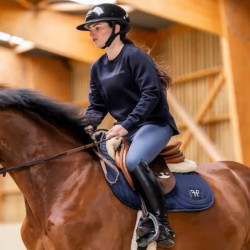 Sweat équitation femme en laine de Mérinos Horse Pilot bleu nuit - Le Paturon