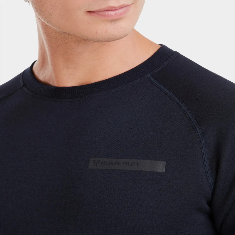 Sweat équitation homme en laine de Mérinos Horse Pilot bleu nuit - Le Paturon