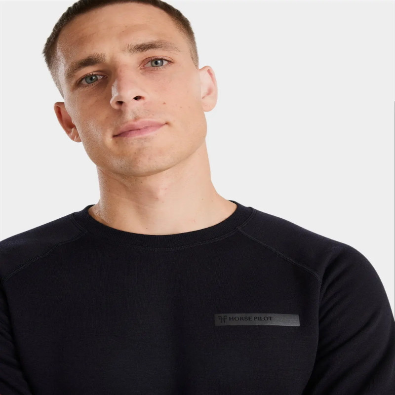 Sweat équitation homme en laine de Mérinos Horse Pilot bleu nuit - Le Paturon