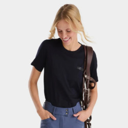 T-shirt équitation femme en laine de Mérinos Horse Pilot bleu nuit - Le Paturon