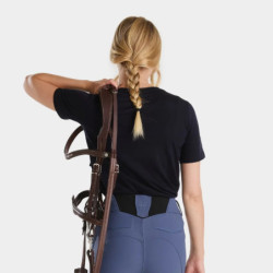 T-shirt équitation femme en laine de Mérinos Horse Pilot bleu nuit - Le Paturon