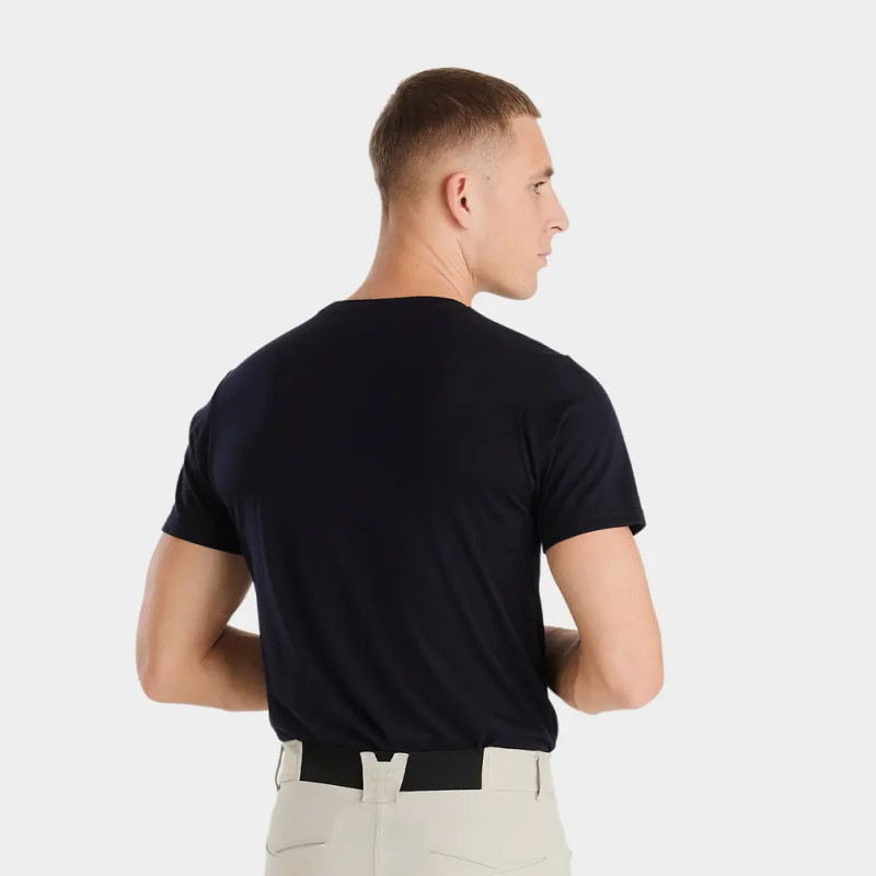 T-shirt équitation homme en laine de Mérinos Horse Pilot bleu nuit - Le Paturon