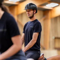 T-shirt équitation homme en laine de Mérinos Horse Pilot bleu nuit - Le Paturon