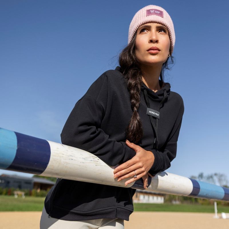 Sweat équitation femme Team Hoodie à capuche Horse Pilot noir - Le Paturon