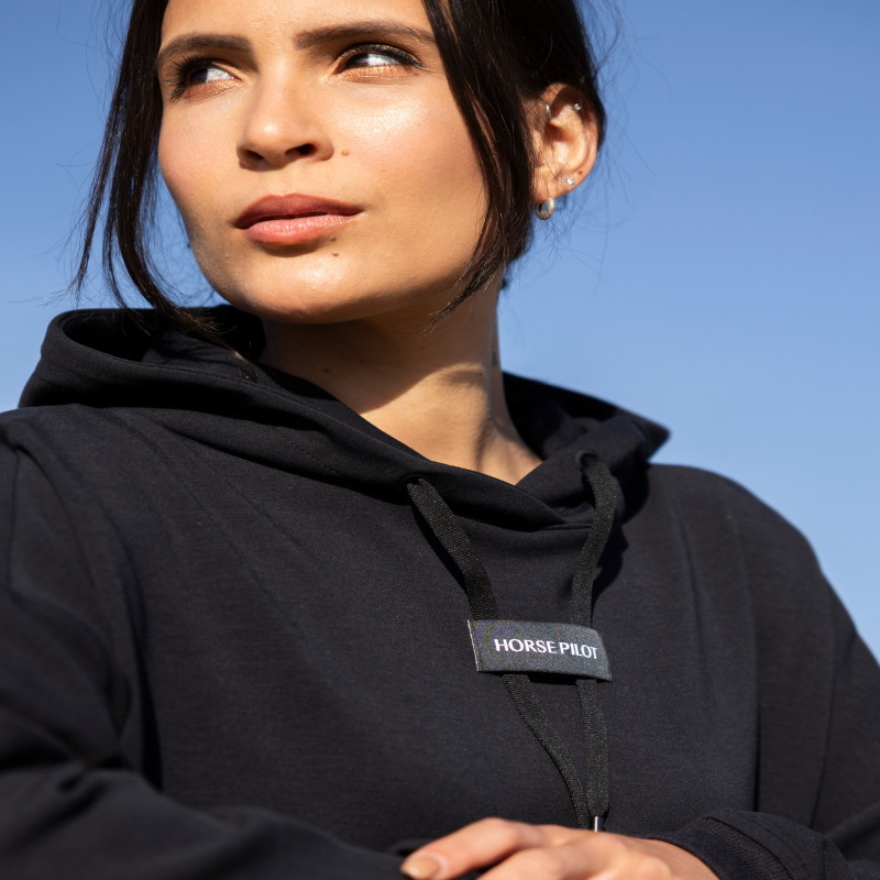 Sweat équitation femme Team Hoodie à capuche Horse Pilot noir - Le Paturon