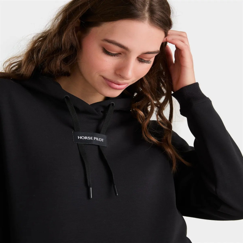 Sweat équitation femme Team Hoodie à capuche Horse Pilot noir - Le Paturon
