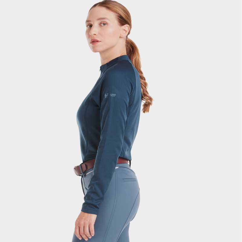 T-shirt équitation femme Winter Shirt thermique Horse Pilot marine - Le Paturon