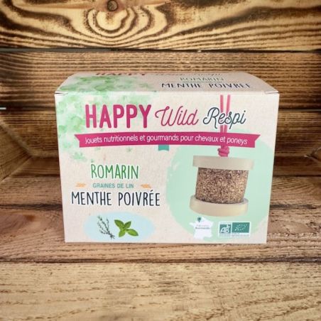 Happy Wild Respi Happy Crackers - Bloc à lécher à suspendre friandises cheval 500g Romarin menthe - Le Paturon