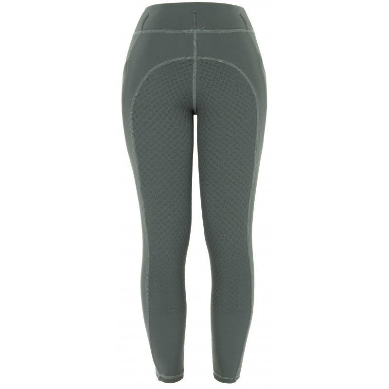 Legging équitation femme hiver Volga doublé polaire Riding World gris vert - Le Paturon