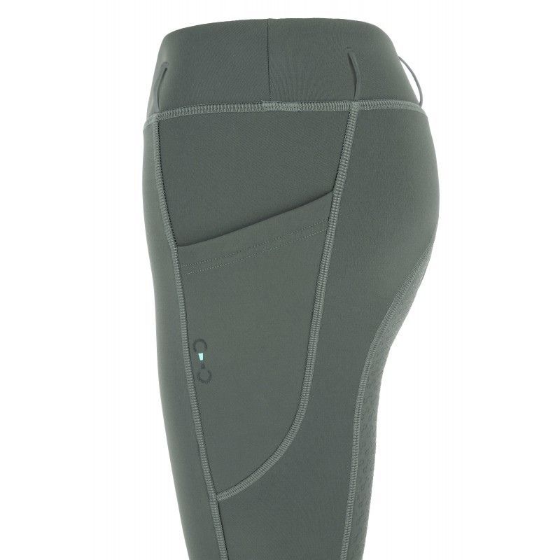 Legging équitation femme hiver Volga doublé polaire Riding World gris vert - Le Paturon