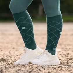 Chaussettes équitation Argyle ELT vert pin - Le Paturon