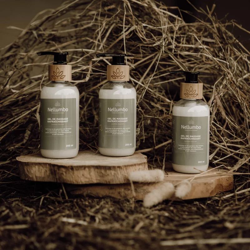 Gel de massage rafraîchissant pour chevaux Nellumbo - Gel massage cheval 200g - Le Paturon