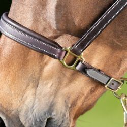 Licol cheval cuir coutures crèmes HFI Master brun - Le Paturon