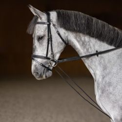 Rênes allemandes cheval cuir corde HFI Master noir - Le Paturon
