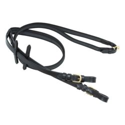 Rênes cheval grip toile caoutchouc HFI Master noir - Le Paturon