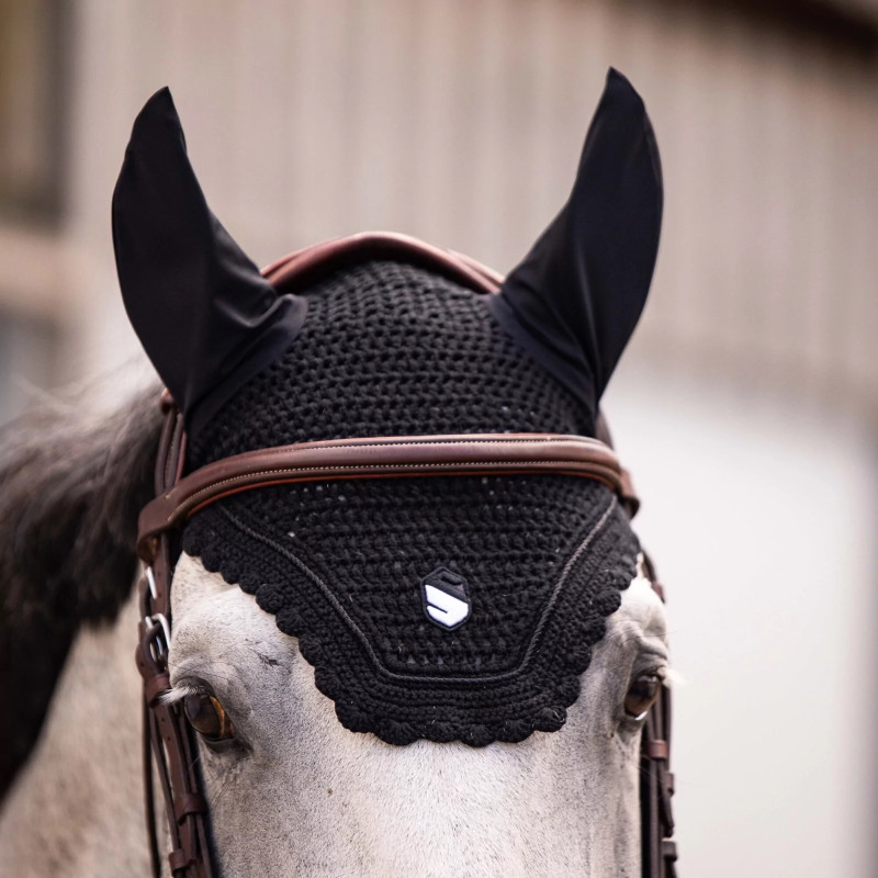 Bonnet anti-mouches cheval Flyshield Samshield noir - Le Paturon