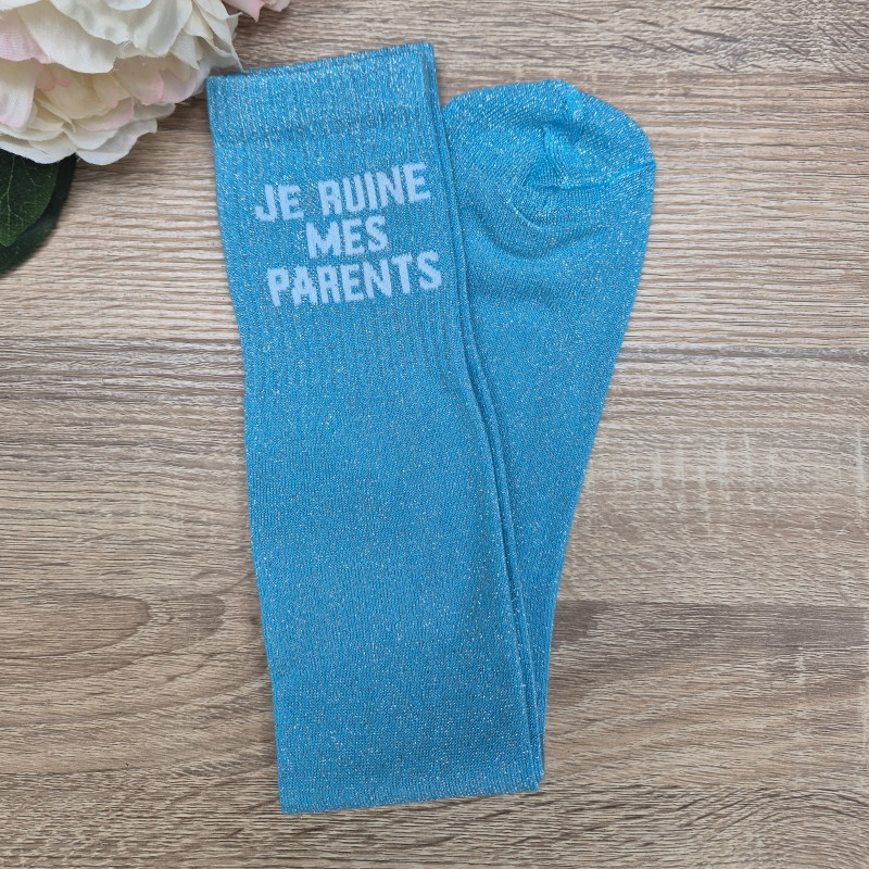 Chaussettes équitation paillettes Je ruine mes parents Paillettes Attitude - Le Paturon