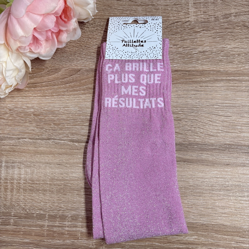 Chaussettes équitation paillettes ça brille + que mes résultats Paillettes Attitude - Le Paturon