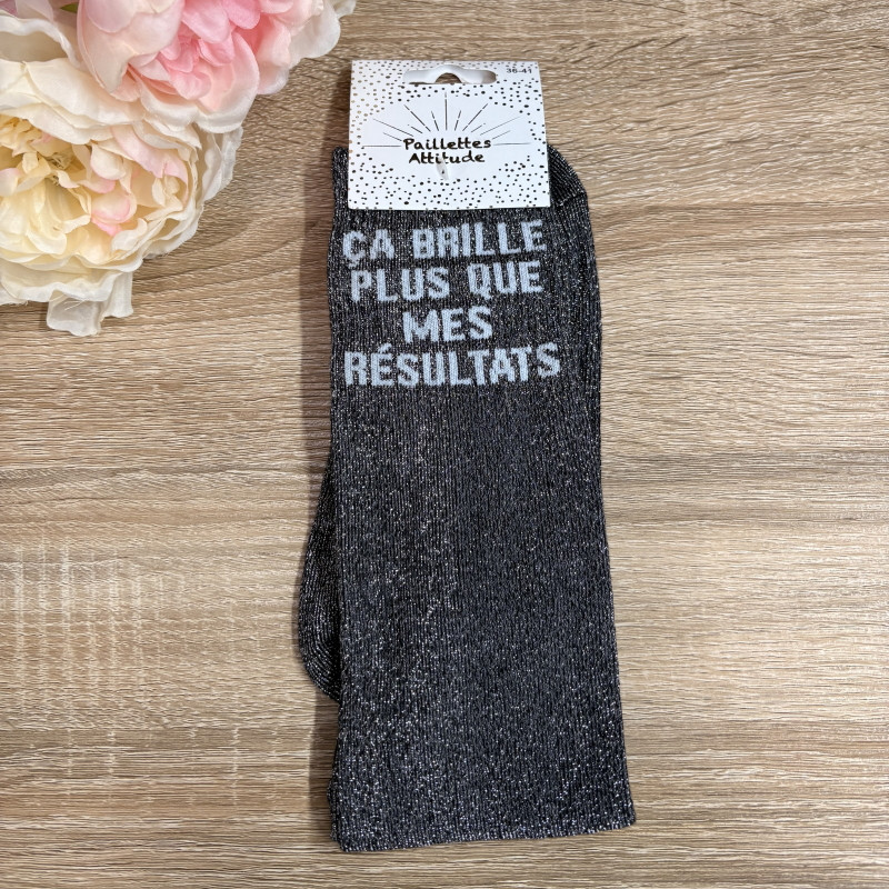 Chaussettes équitation paillettes ça brille + que mes résultats Paillettes Attitude - Le Paturon