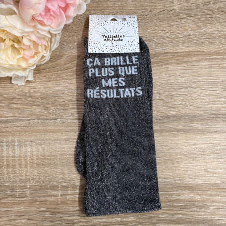 Chaussettes équitation paillettes ça brille + que mes résultats Paillettes Attitude - Le Paturon