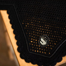 Bonnet anti-mouches anti-bruit cheval Soundless Swarovski Flyshield Samshield noir - Le Paturon