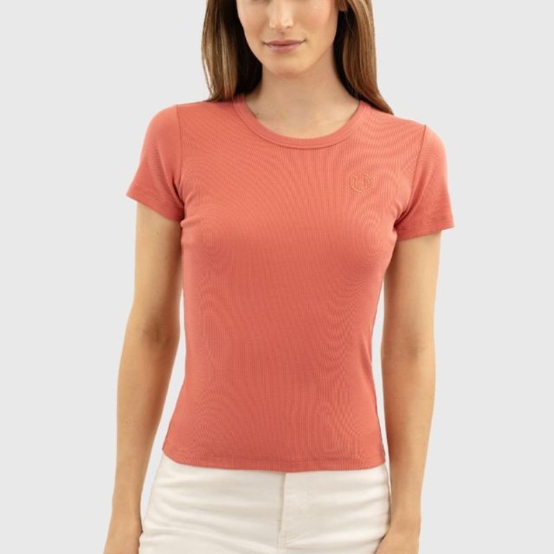 T-shirt équitation femme Tarlala Harcour pamplemousse - Le Paturon