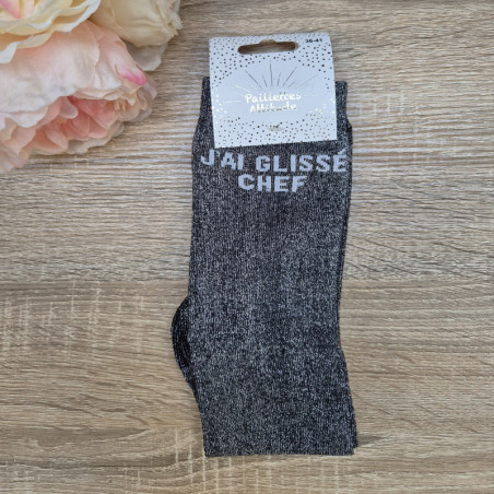 Chaussettes équitation paillettes J'ai glissé chef Paillettes Attitude - Le Paturon