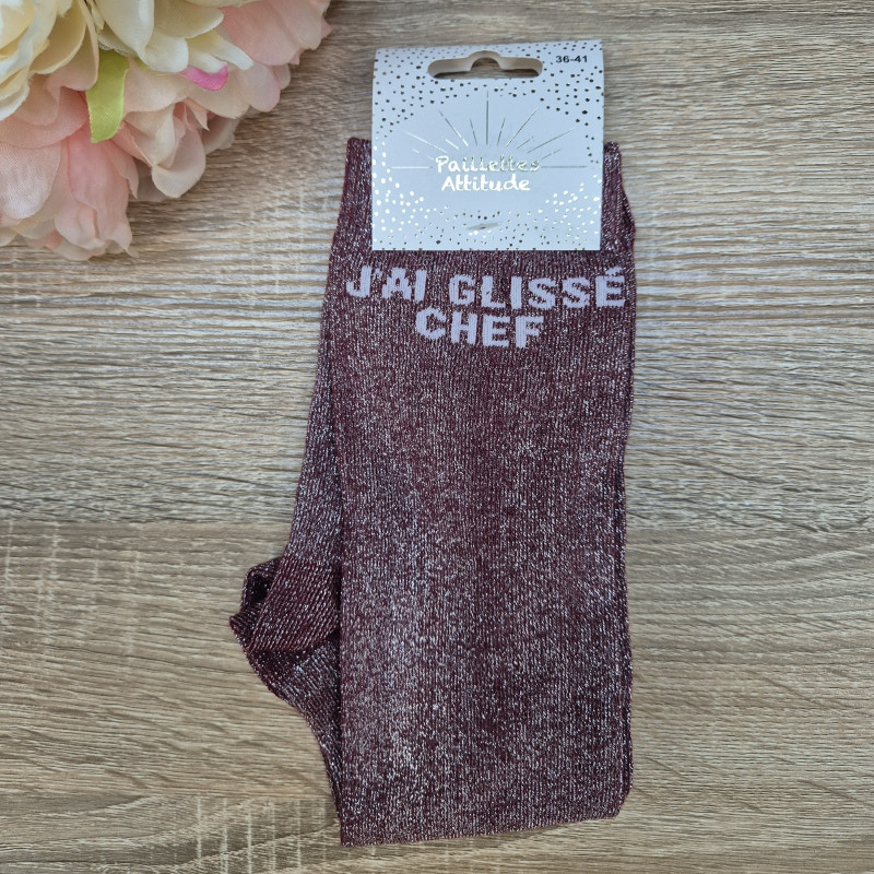 Chaussettes équitation paillettes J'ai glissé chef Paillettes Attitude - Le Paturon