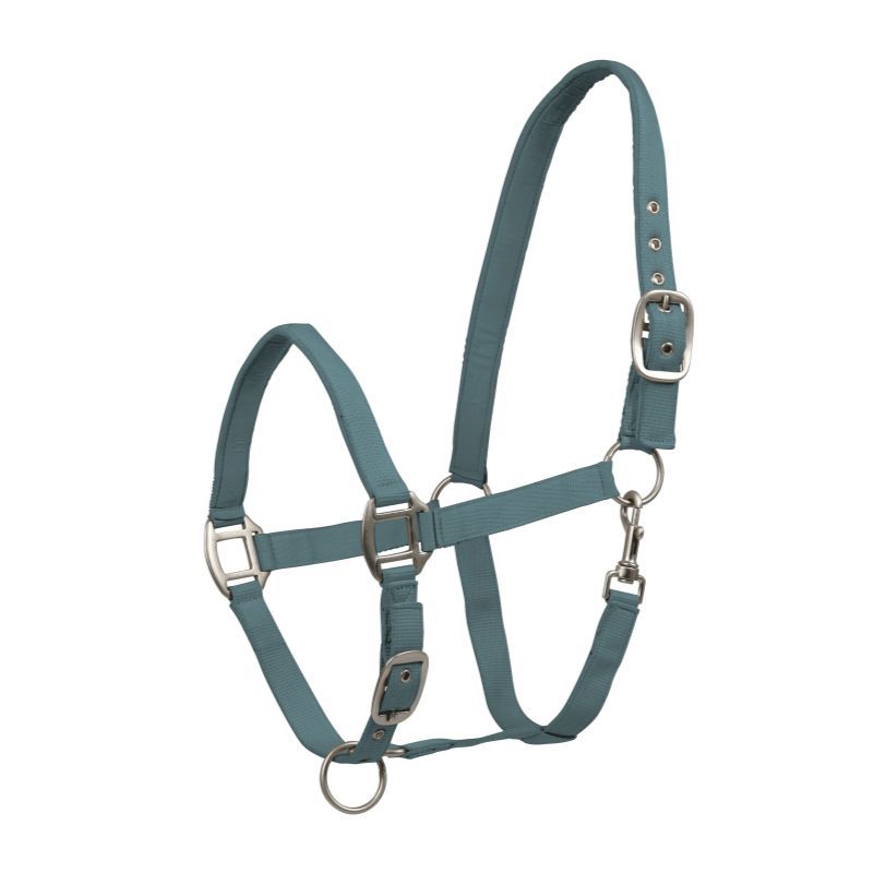 Licol cheval nylon doublé Satin Waldhausen vert pin - Le Paturon