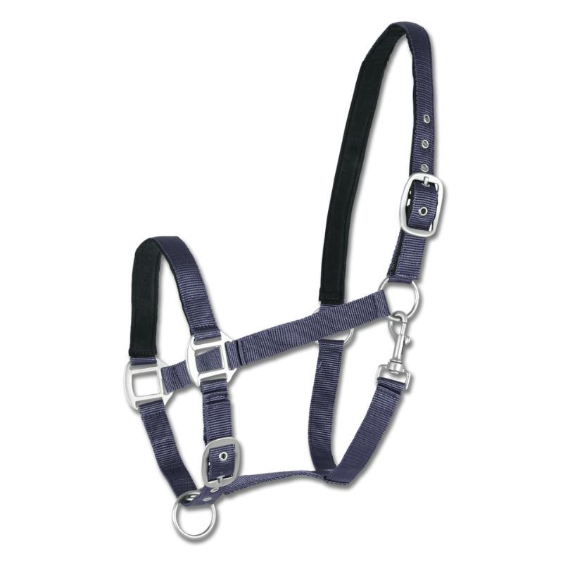 Licol cheval nylon doublé Satin Waldhausen marine - Le Paturon