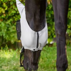 Masque anti-mouche cheval lycra Puck Intégral Waldhausen gris argent - Le Paturon