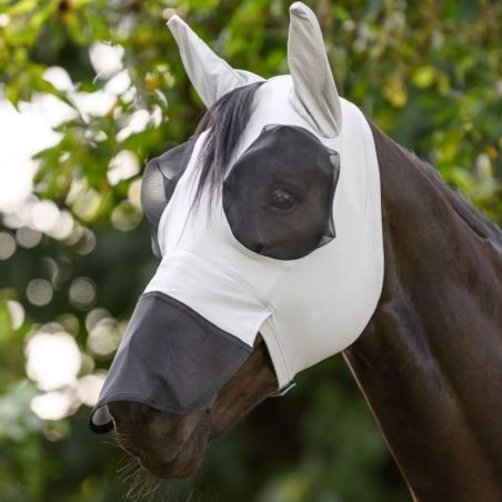 Masque anti-mouche cheval lycra Puck Intégral Waldhausengris argent - Le Paturon