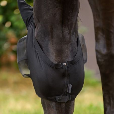 Masque anti-mouche cheval Puck lycra Waldhausen noir - Le Paturon
