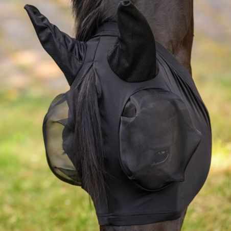 Masque anti-mouche cheval Puck lycra Waldhausen noir - Le Paturon